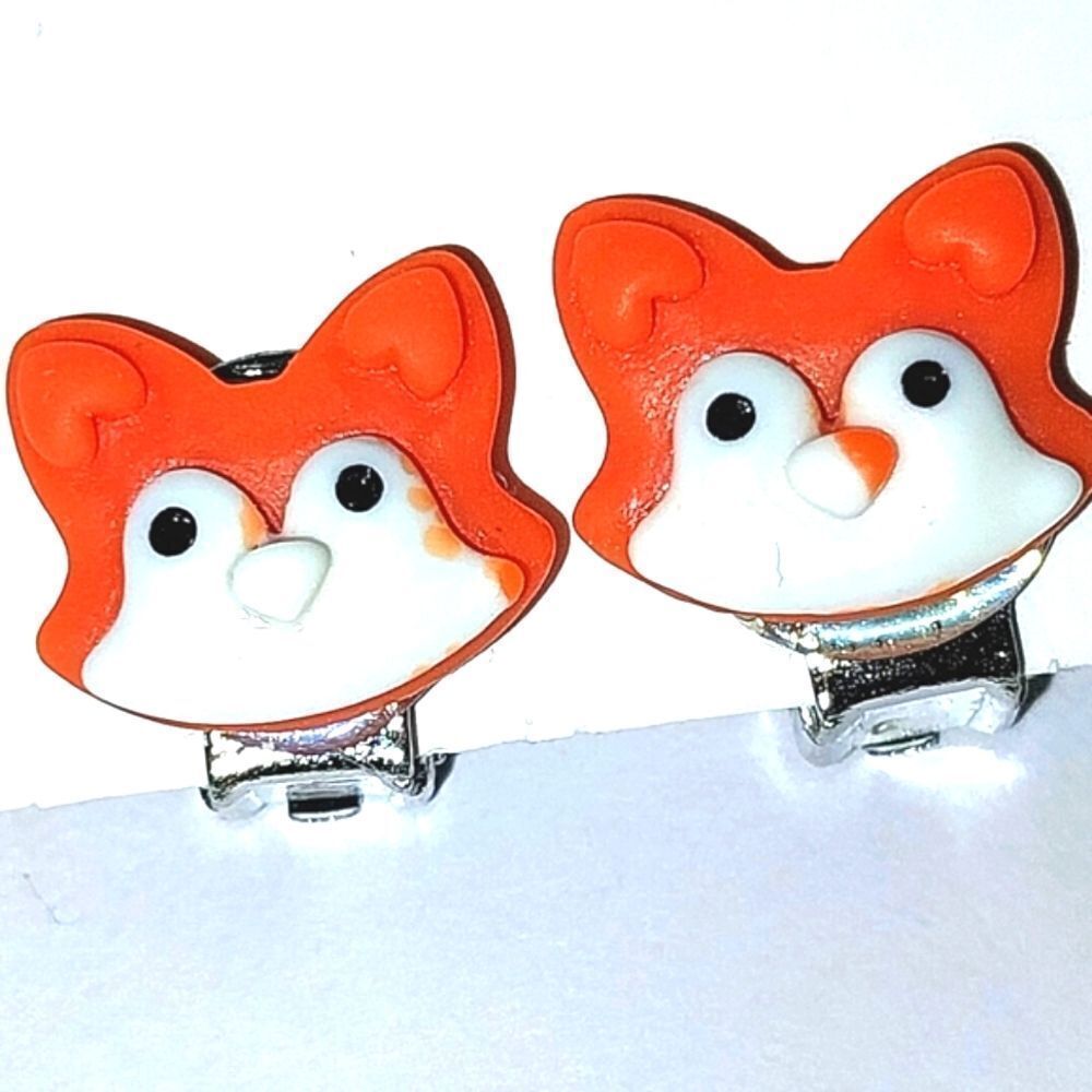 Beautiful girls fox clip-on earrings for kids
